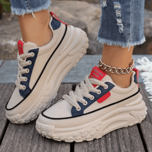 Low Top Lace-Up Casual Shoes with Rubber Sole